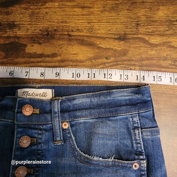 Madewell Jeans 28 Button Fly Skinny 10" High Rise Rosecliff Wash H6319 Stretch - Picture 8 of 13